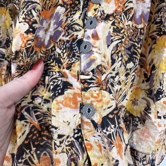 Free People We The Free Cool Meadow Floral Smocked Boho Top XS Cotton Yellow  EU - Picture 14 of 16